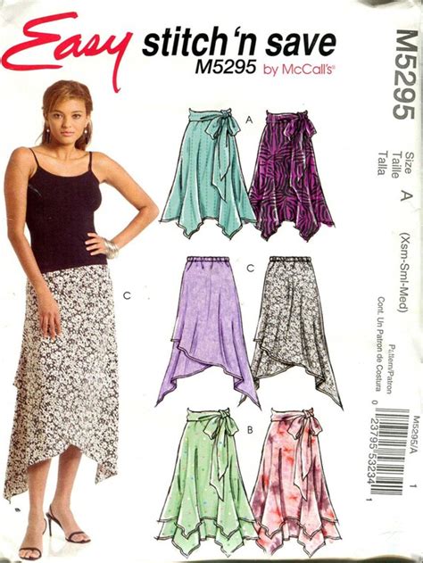 Mccalls 5295 Uncut Handkerchief Hem Skirt Pattern Easy