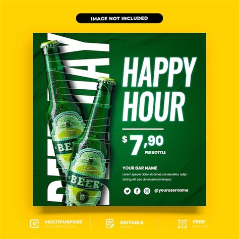 Premium Psd Beer Happy Hour Social Media Design