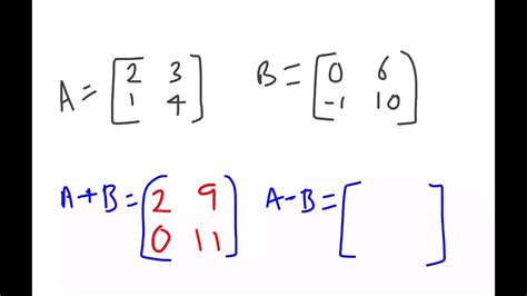 Matrices Adding And Subtracting Youtube