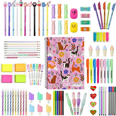 Kit Caixa Surpresa Papelaria Fofa Kawaii Material Escolar Caderno Marca