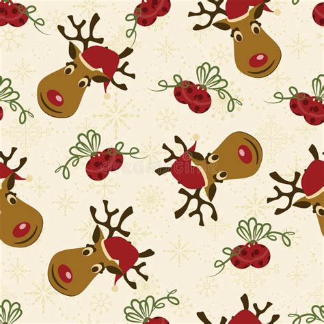 Christmas Seamless Pattern With Reindeer Stock Vector Illustration