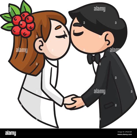 Wedding Kissing Couple Cartoon Colored Clipart Stock Vector Image And Art