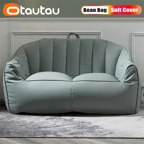 Otautau Seat Faux Leather Bean Bag Couch Cover No Filler Floor