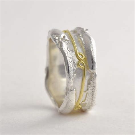 Raw Bespoke 18ct Gold And Silver Wedding Ring - Rustic Wedding Ring ...