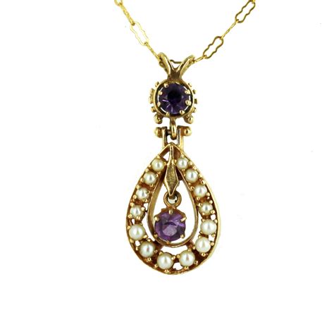 Swarovski 22k Gold Plated Safety Pin With Dangling Crystal Amethysts