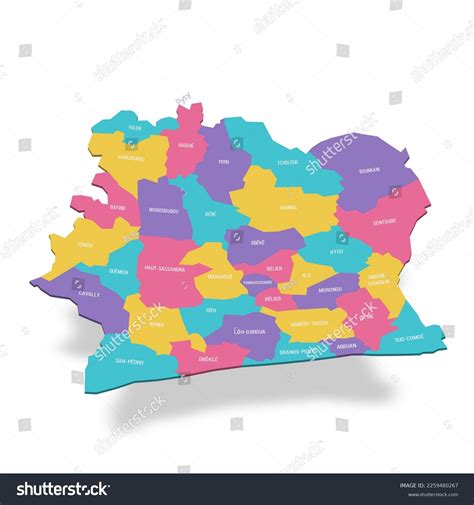 Ivory Coast Political Map Of Administrative Royalty Free Stock Vector