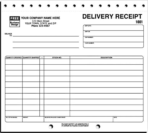 Sample Delivery Receipt Template