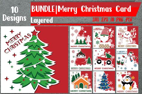 Bundle Merry Christmas Card Layered Graphic By Assalwaassalwa