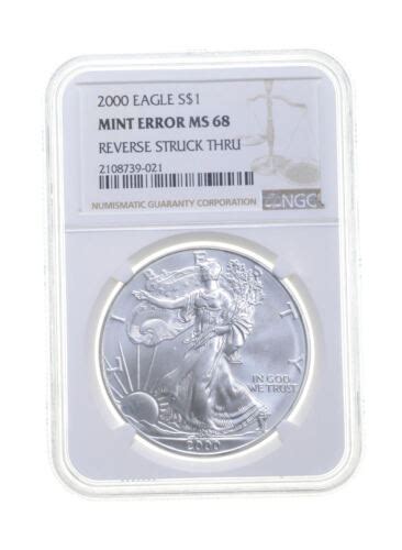 Ms Mint Error American Silver Eagle Rev Struck Thru Graded