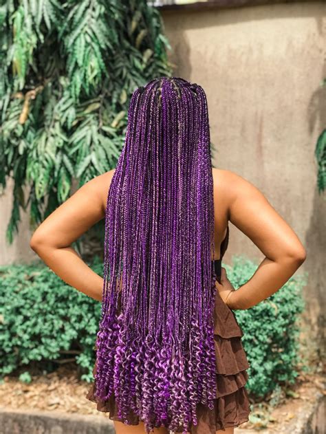 Purple Knotless Braids Box Braids Hairstyles For Black Women