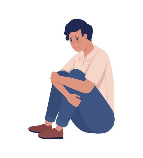 Sad Lonely Teenager Boy Semi Flat Color Vector Character 2934444 Vector