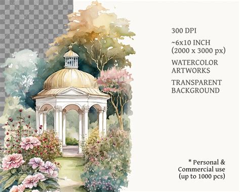 Watercolor Greenhouse Clipart Bundle Park Antique Etsy