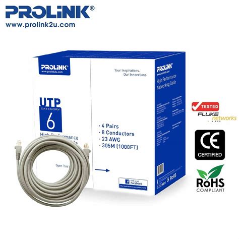 Prolink Cat6 Utp Network Ethernet Cable 305m Network Cctv Cable Hcca Fluke Tested Shopee