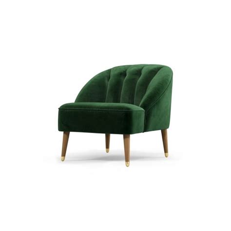 Custom Made Margot Fauteuil Dappoint Velours Vert Sapin Et Pieds En