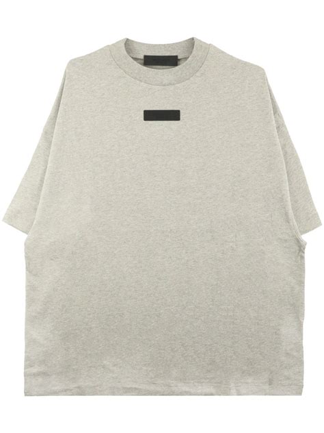 Fear Of God Essentials Logo Appliqu Cotton T Shirt Grey Farfetch Hk