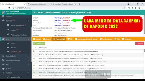 CARA MENGISI DATA SARPRAS DI DAPODIK 2022 YouTube