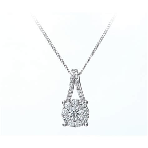 Sparkld 18ct White Gold 041ct Diamond Halo Pendant Necklace Sparkld