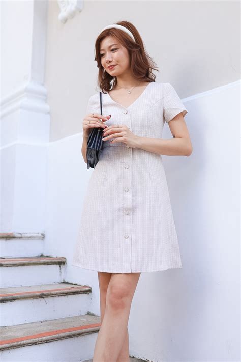 Iris Tweed Dress In Nude