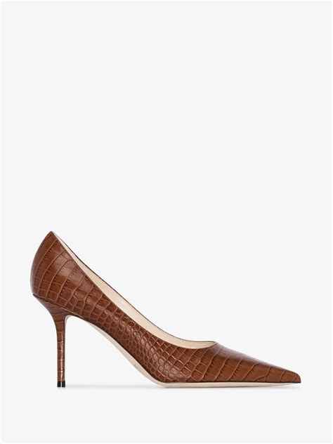 Jimmy Choo Brown Love Croc Effect Pumps Browns