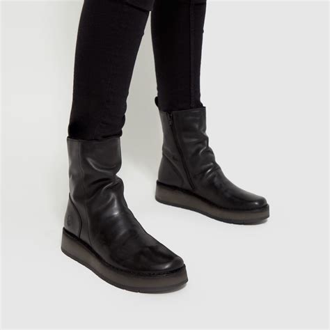 Womens Black Fly London Reno Ruched Boots Schuh