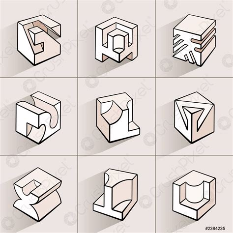set   geometric shapes cube designs stock vector  crushpixel