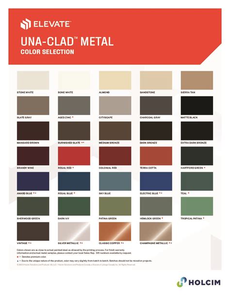 Color Charts Corrugated Metal Panels