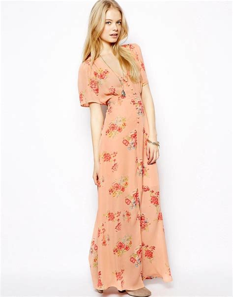 Peach Floral Maxi Dress Pretty Maxi Dress Maxi Dress Chic Dress Outfit