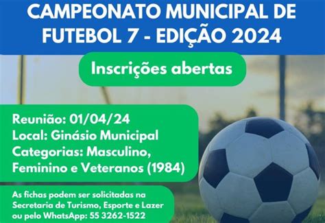 Notícia Inscrições Abertas Campeonato Municipal De Futebol De Campo