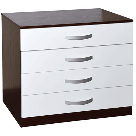 Hulio High Gloss White And Walnut 4 Drawer Chest Bedroom Furniture