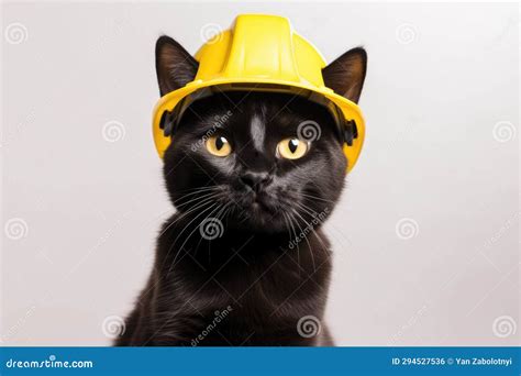 Gato do mato Vestido Como Um Construtor De Fundo Branco Ilustração