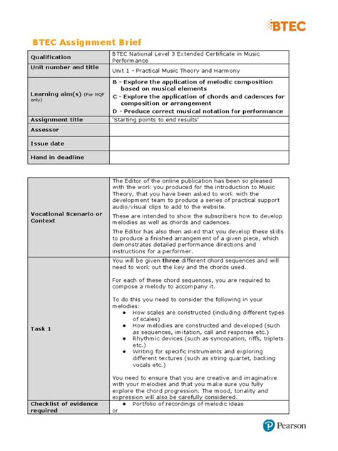 Unit 1 Authorised Assignment Brief For Learning Aims B C D Practical