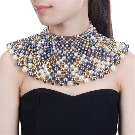 12 Colors Chunky Statement Necklace For Women Bib Collar Choker Pearl