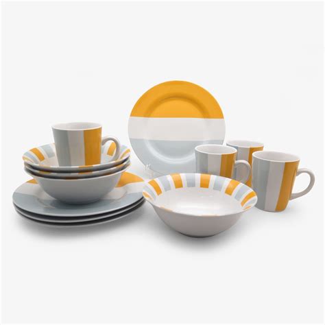 Jual Piring Makan Set Yellow Grey Isi 12 Shopee Indonesia