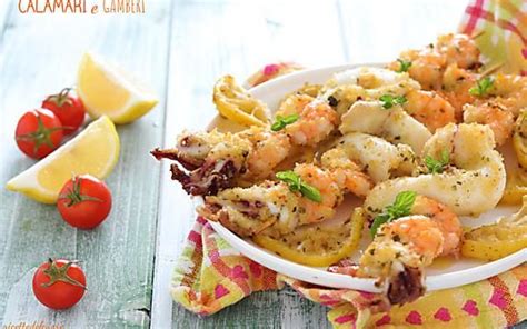 Spiedini Calamari E Gamberi Gratinati Al Forno Ricettedelcuoreblog