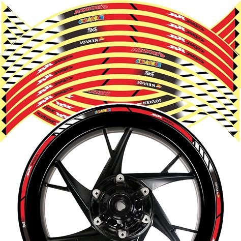 16PCS 17 18 Inch Motorcycle Reflective Rim Wheel Decals Wheel Hub