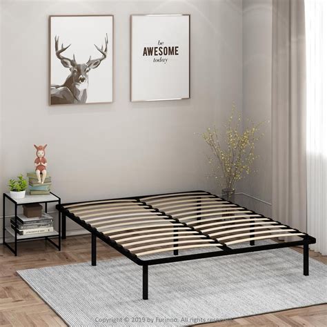 Metal Bed Frame With Wooden Slats