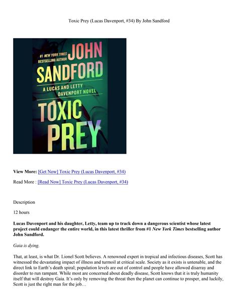 [PDF Download] Toxic Prey (Lucas Davenport, #34) - John Sandford by ...