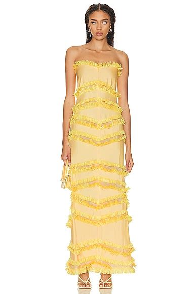 Alexis Reeve Dress In Golden Raffia Fwrd