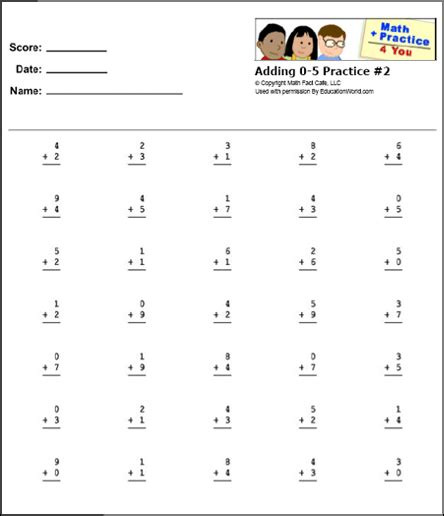 Math Addition Facts 0 5 Worksheets Cynthia Stinsons Addition Worksheets