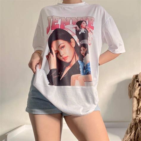 Oversized Vintage Bootleg Graphic Shirt Black Pink Jennie Lisa Jisoo