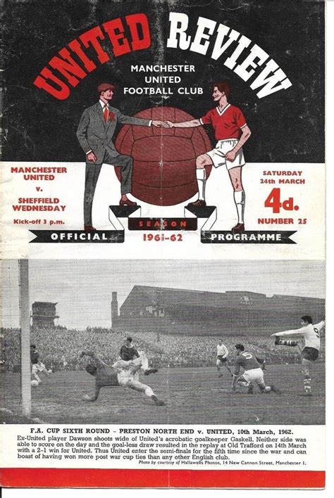 6162 Man Utd V Sheffield Weds 24th March 1962 Free Postage