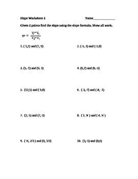 Slope Formula Worksheet by Math by Miller | TPT