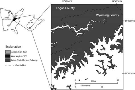 Location map for this study. The Appalachian basin is located in the... | Download Scientific ...