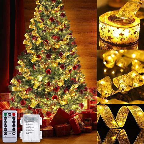 Rosnek Christmas Tree Ribbon Lights 16 4Ft Christmas Fairy Lights With