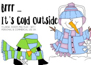 Brrr It S Cold Outside Snowman Penguin Graphics By Marlodee Designs