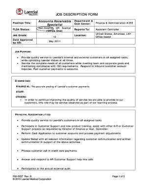 Fillable Online Accounts Receivable Specialist New Format Doc Fax