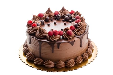 Ai Generated Chocolate Cake With Raspberries And Chocolate Chips Png