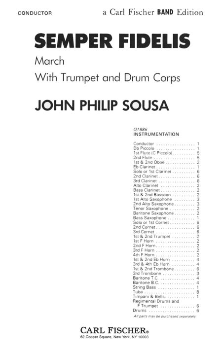 Semper Fidelis (March) by John Philip Sousa - Concert Band - Sheet ...