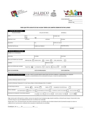 Fillable Online Soyjovenjalisco PARA QUE STA SOLICITUD SEA VALIDA TODOS