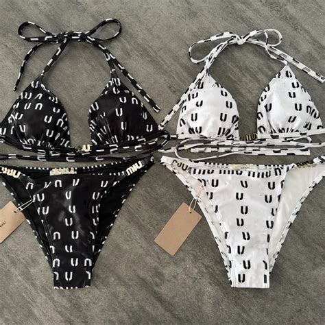 Women S Halter Bikini Set Stylish Letter Print Swimsuit With Straps